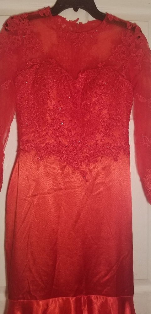 Red Mermaid Prom Dresses Chiffon Scoop Neck